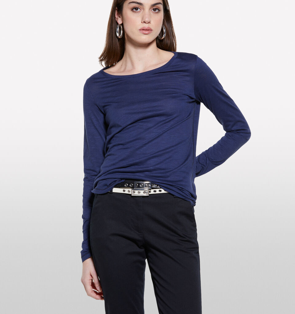 T-shirt bleu foncé à manches longues - null - Bleu Foncé | Sisley image number 4